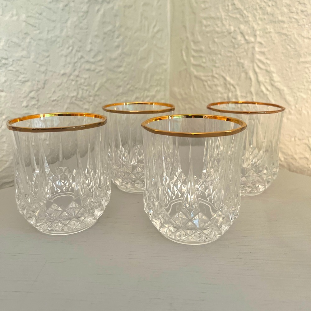 Cristal D’Arques Gold Rimmed Glasses - Set of 4